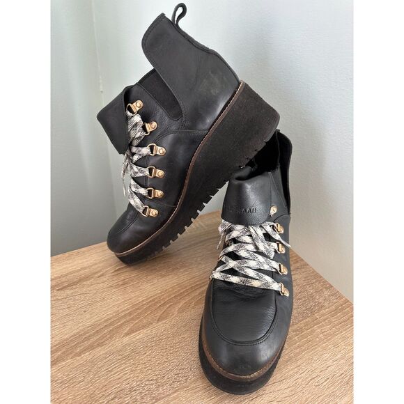 Cole Haan Women's Black Zero Grand Explore Waterproof Wedge Hiker Boots 10.5 - Picture 2 of 13